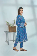 2 Pc Printed Khaddar Navy Blue Suit