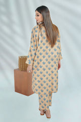 2 Pc Printed Khaddar Light Brown Suit