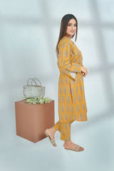 2 Pc Printed Khaddar Mustard Suit