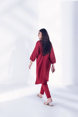 2 Pc Straight Box Cut Kurta with Cuff Sleeves & Embellishments on Plackets - Janaan Clothing