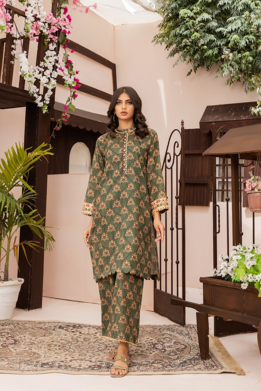 2PC Green Lawn Printed Stitched Suit - Janaan Clothing