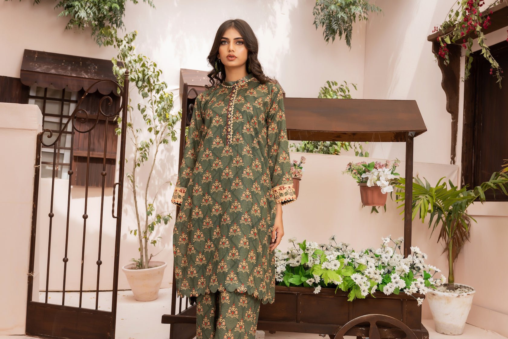 2PC Green Lawn Printed Stitched Suit - Janaan Clothing
