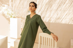 2PC Green Luxe Cotton Solid Stitched Suit - Janaan Clothing