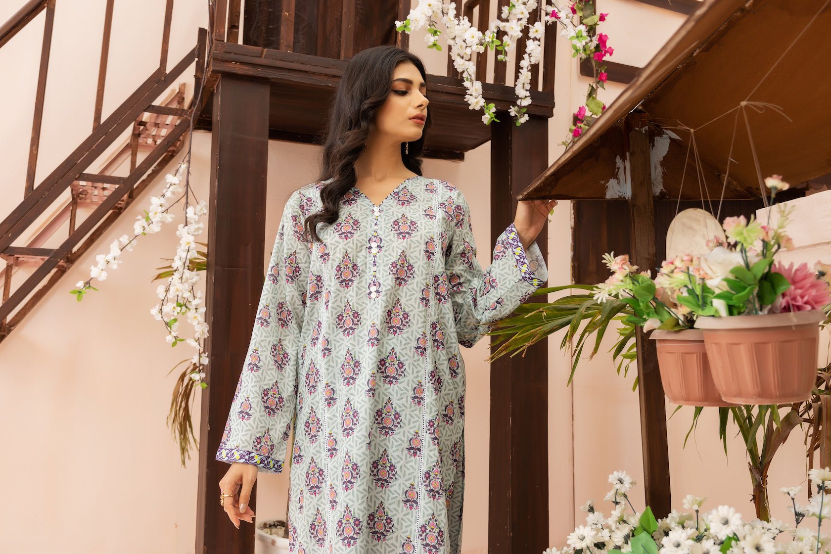 2PC Light Blue Lawn Printed Stitched Suit - Janaan Clothing