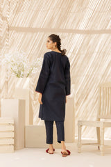 2PC Navy Blue Luxe Cotton Solid Stitched Suit - Janaan Clothing